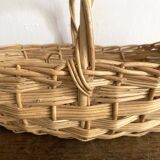 Flat bottom woven wicker basket