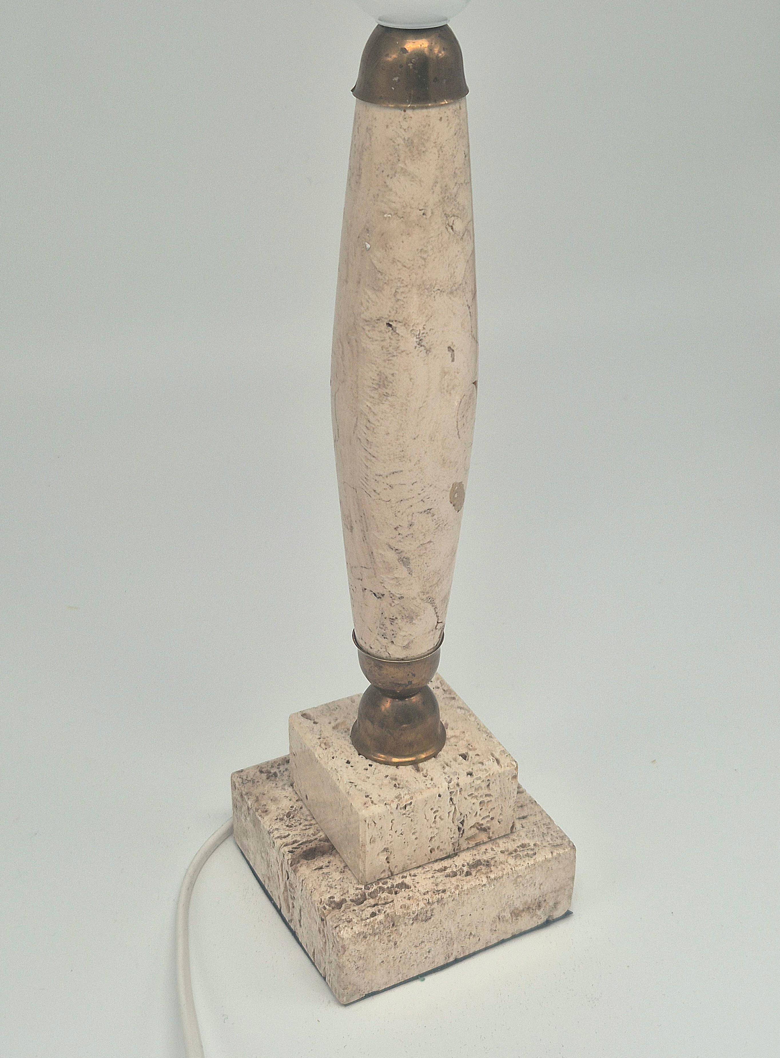 Table lamp in onyx and travertine, mid-century modern, 1970s.