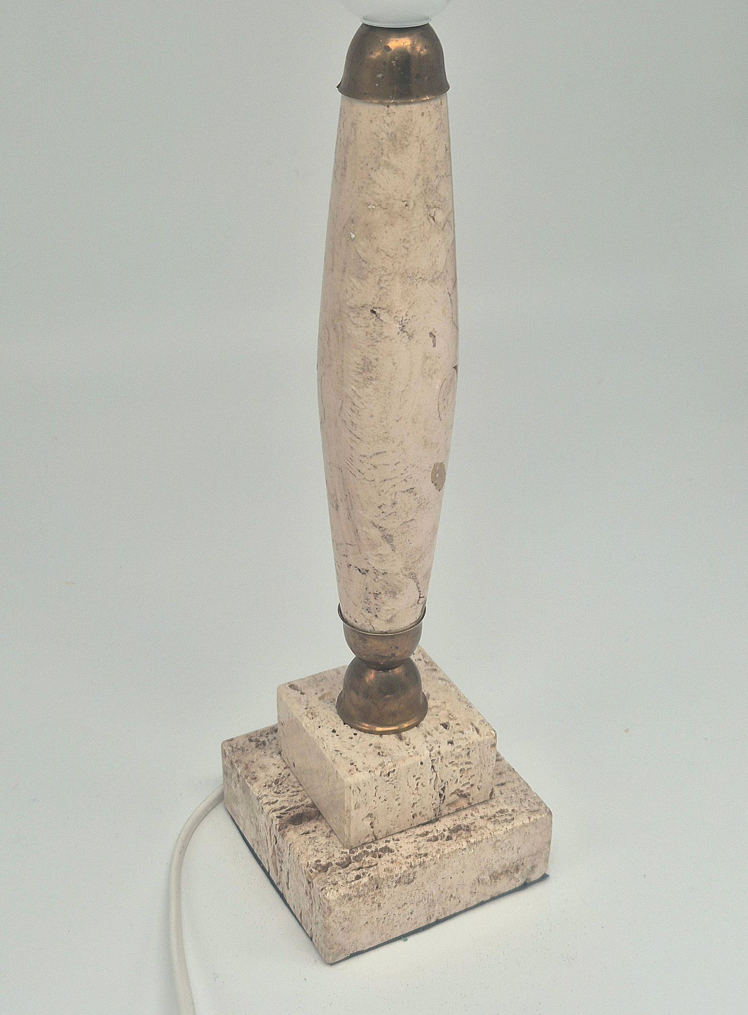 Table lamp in onyx and travertine, mid-century modern, 1970s.