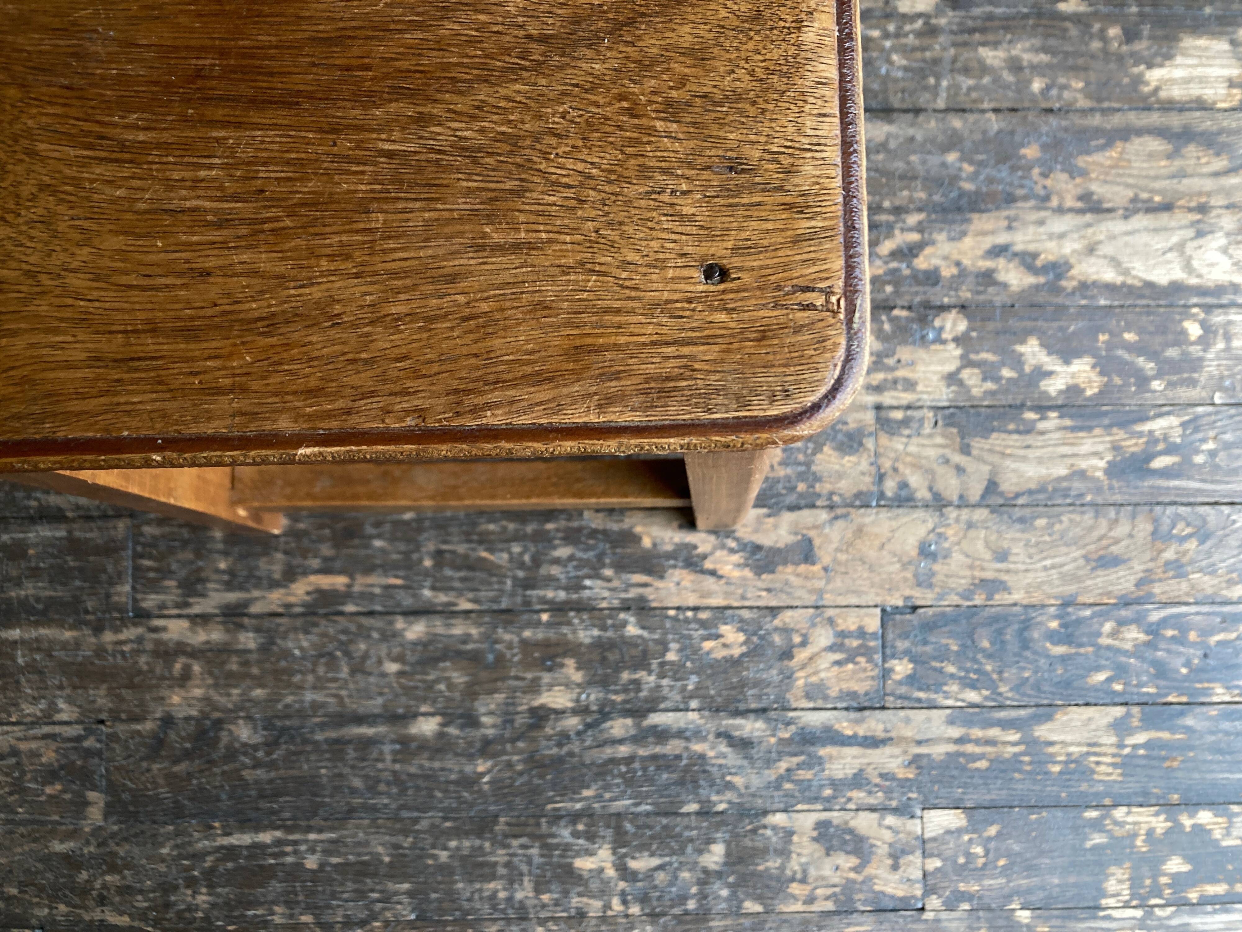 Boarding school stool in oak and plywood 1950