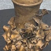 Pair of slip vases, ceramic with golden patina, signed Édouard Gilles.
