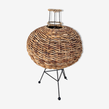 Tripod rattan lamp 50's