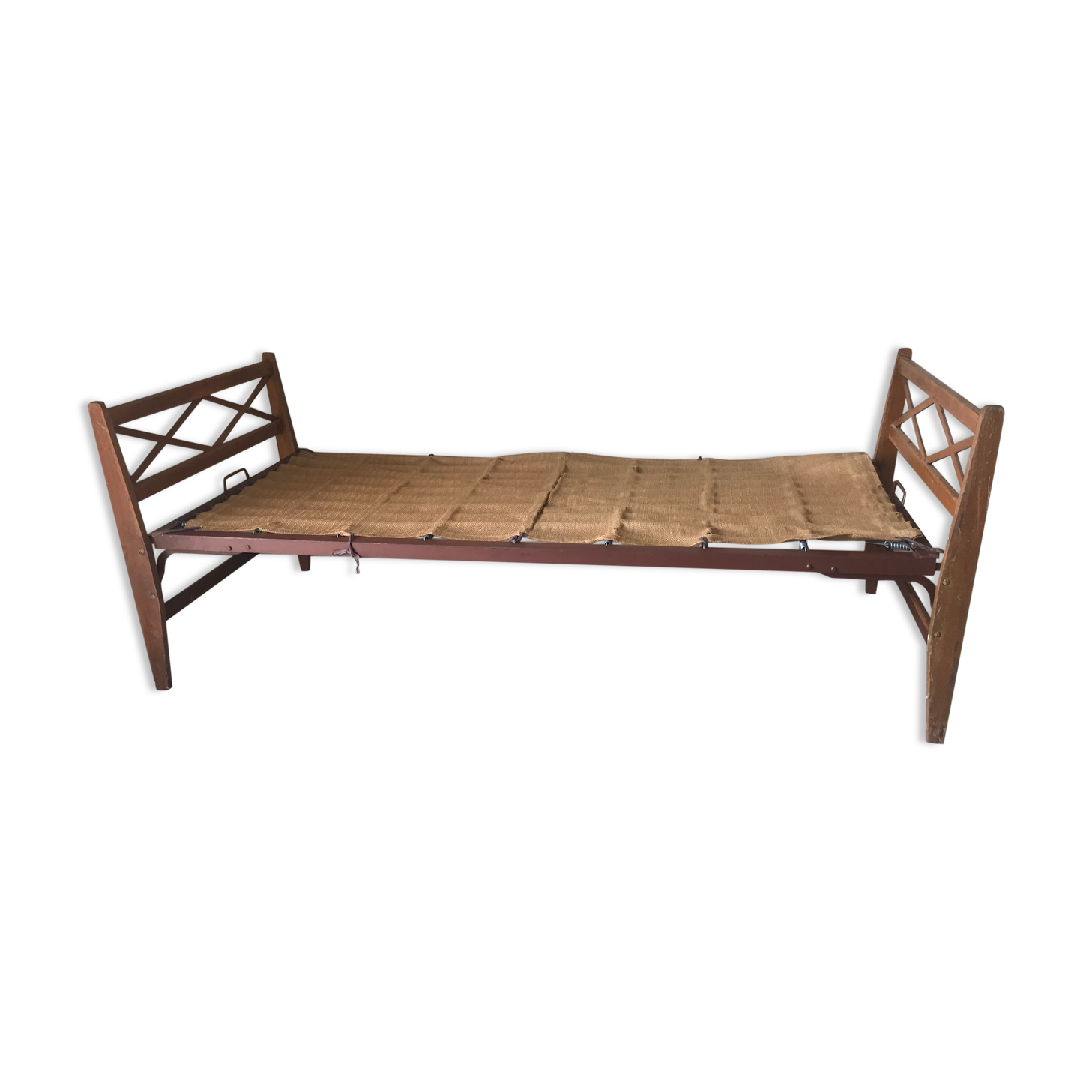 Wood bed Day bed vintage 50s 60s braces
