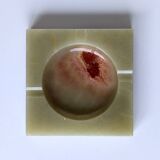 ​Italian ashtray in green and red onyx - 15 cm x 15 cm