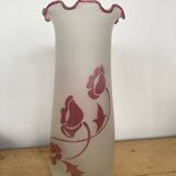 blown glass vase with art nouveau flower decoration