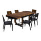 Art Deco French Walnut & Burl Dining Set, 1930s, Set of 7