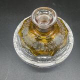 Bohemian crystal bottle, cut and engraved – Frosted floral decoration