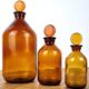 3 amber glass apothecary bottles - pharmacy bottles