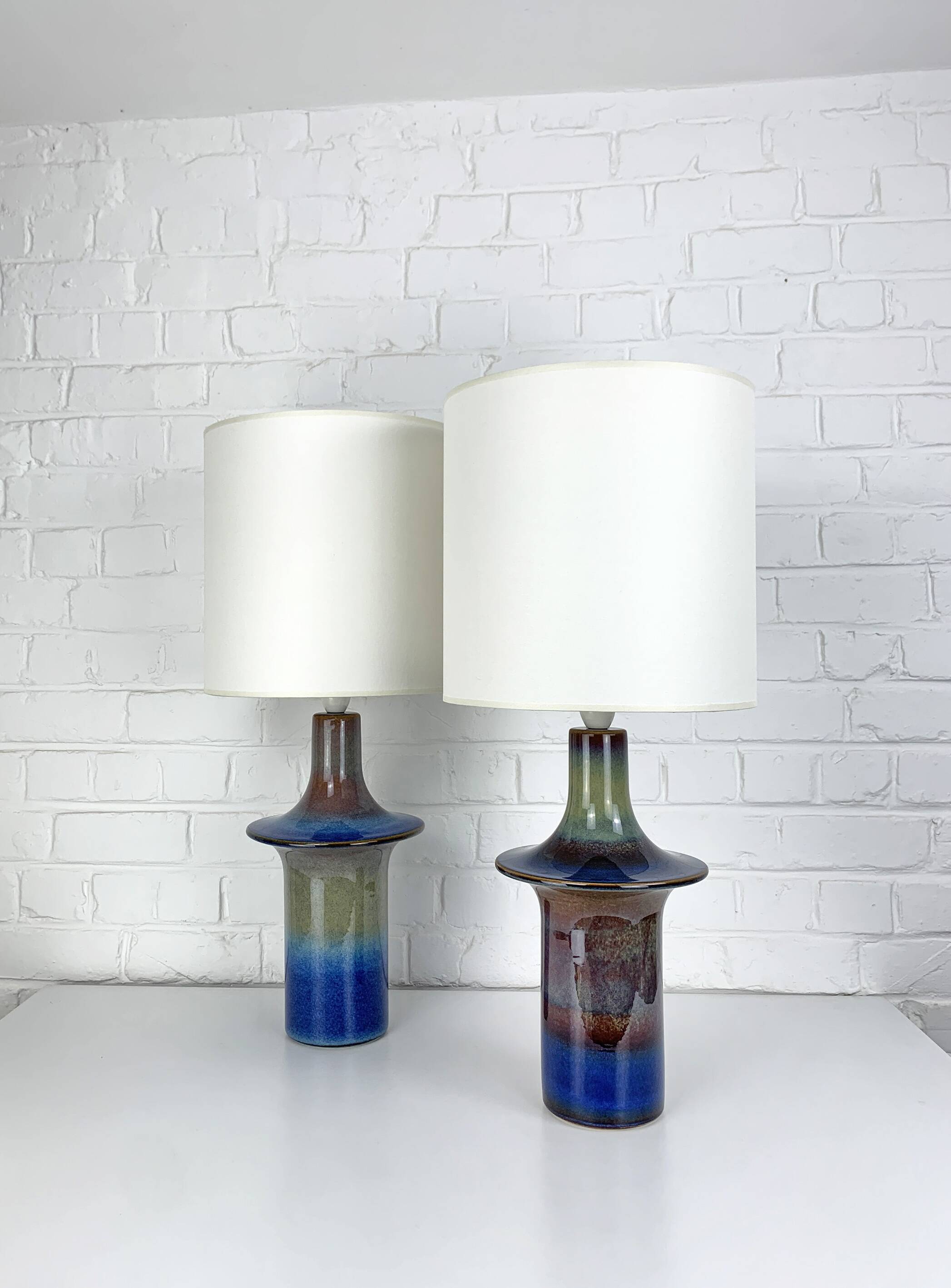 Paire de Lampes à poser en céramique Einar Johansen, Soholm, Danemark, 1960, Space Age