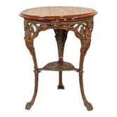 Vintage Oval Coffee Table on Cast Iron Base, 1950s