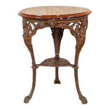 Table basse ovale vintage sur base en fonte, années 1950