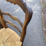 4 wooden country straw chairs