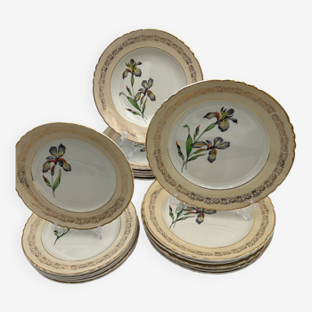 Assiettes porcelaine signée moulin des loups 18 pièces