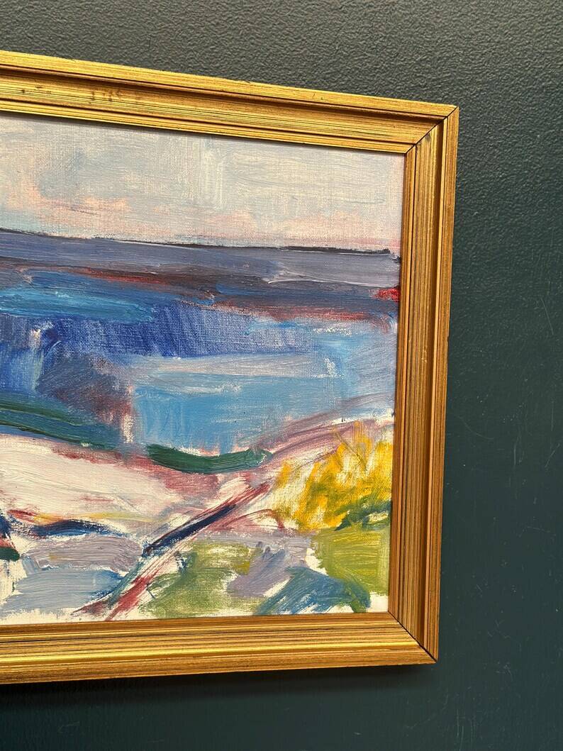 Original Swedish Oil on Canvas – “Coastal Landscape” by Arthur Y. Nilsson – Signed – Vintage & Framed