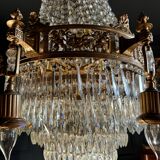 19th Century Louis XVI Style Gilt Bronze Chandelier With Crystal Tassels - H125cm