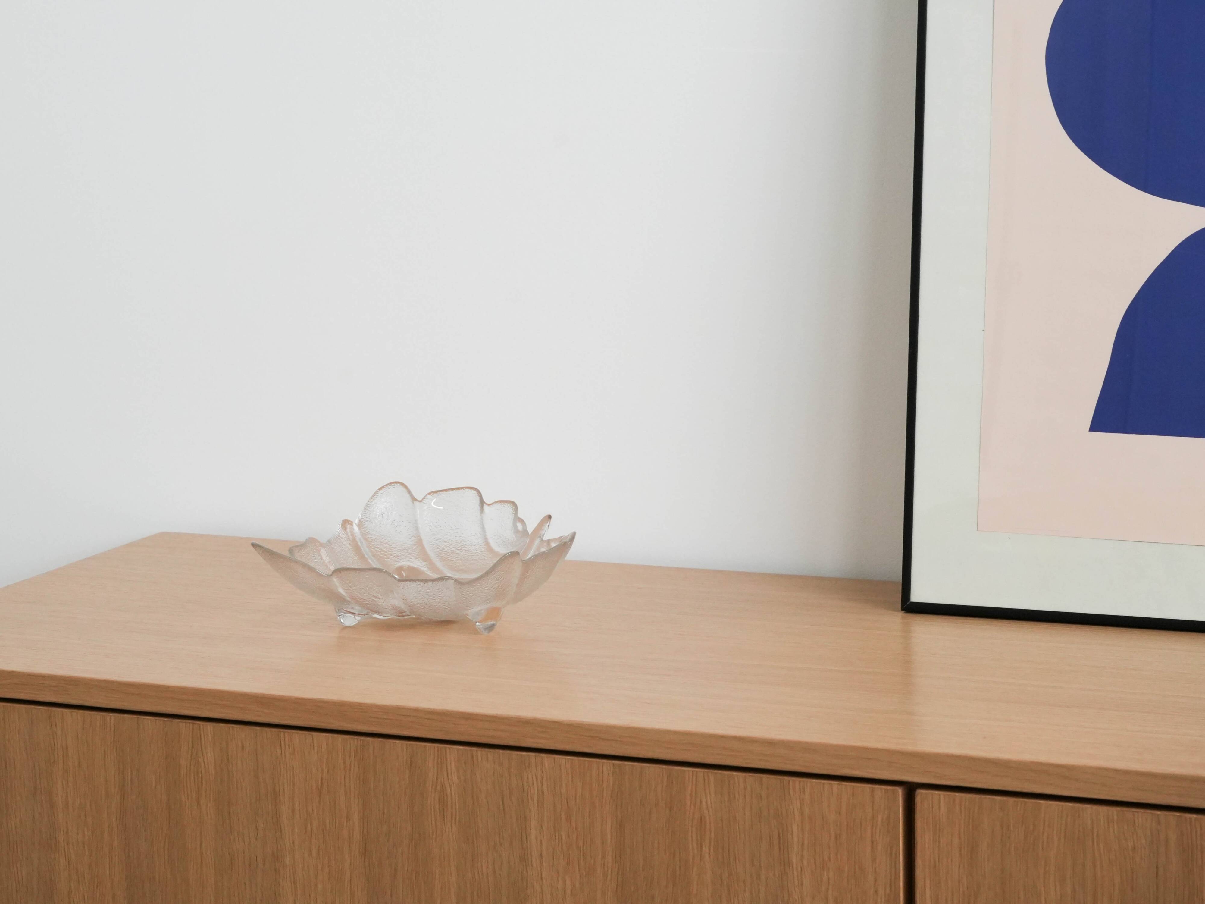 Glass leaf bowl, Danish design, 1970s, made in Denmark