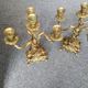 Pair of gilded bronze candelabras in Rocaille style - 4 arms of light