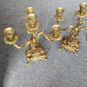 Pair of gilded bronze candelabras in Rocaille style - 4 arms of light