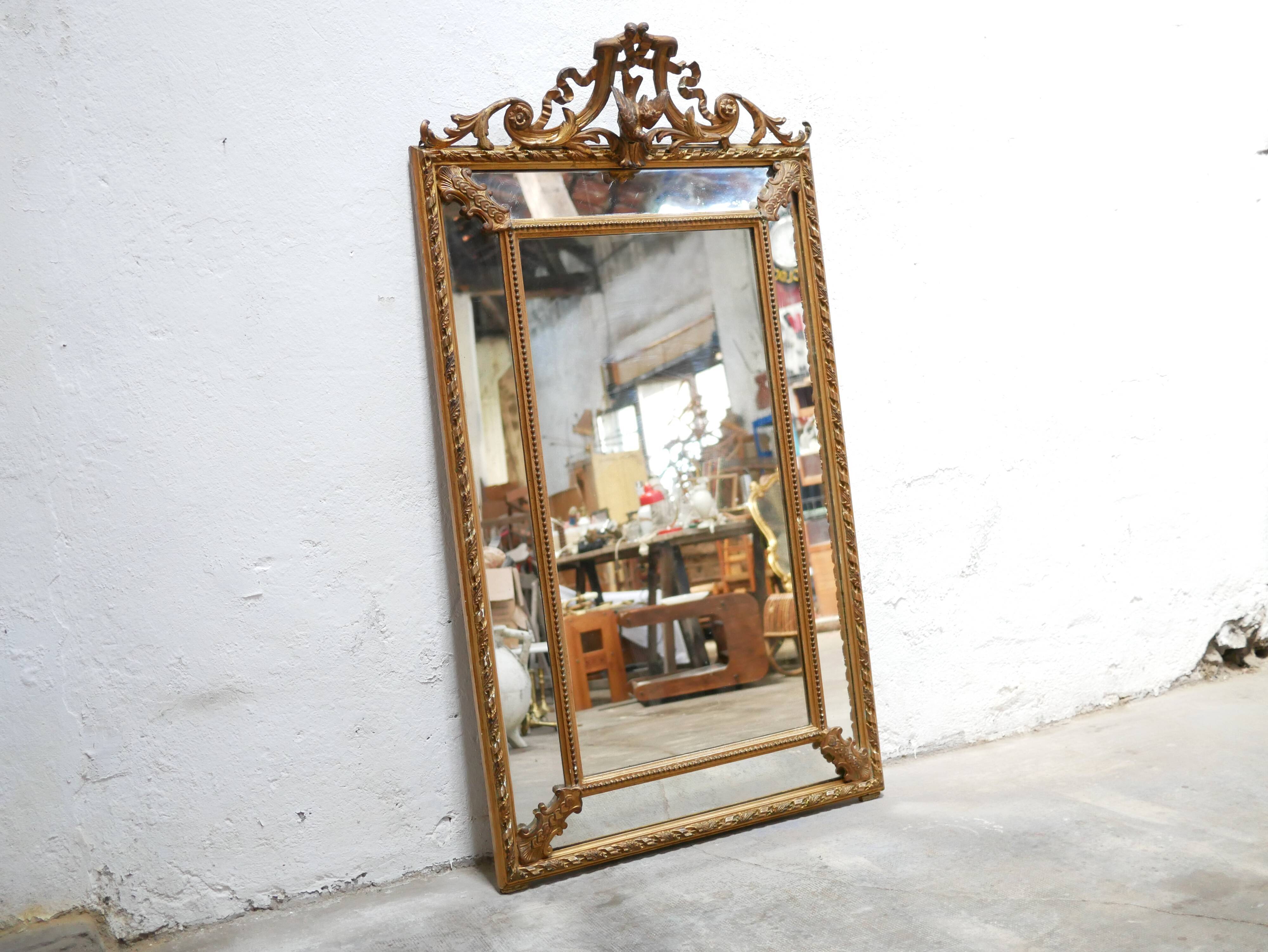 Old Napoleon III louis XV style mirror with parecloses 162cm x 90cm