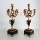 Paire de candélabres à 5 branches bronze et marbre style Napoléon III