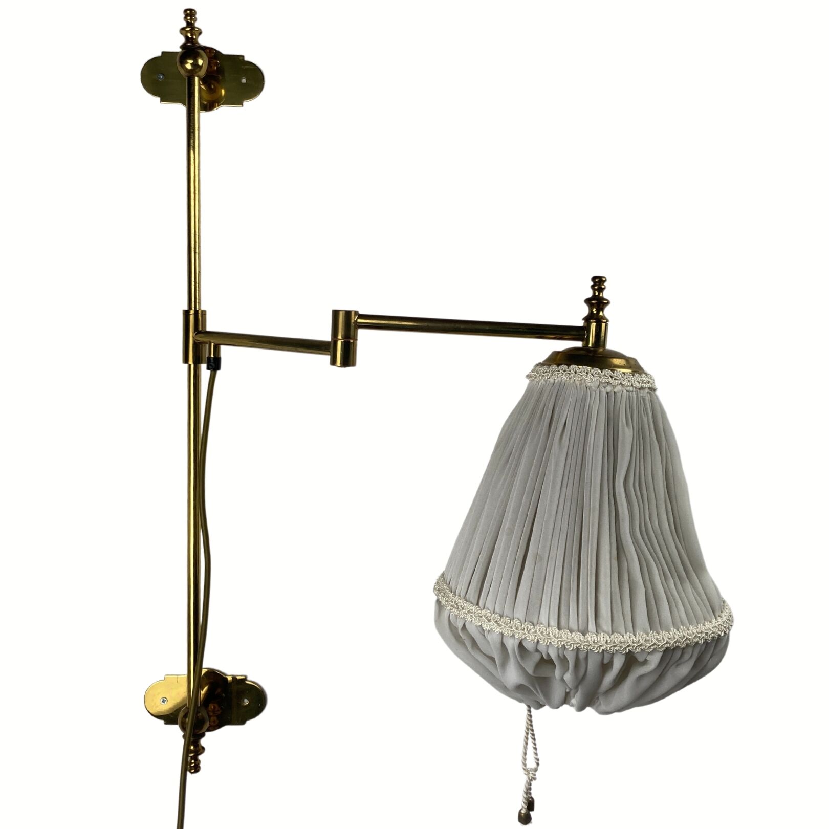 Brass art deco swivel arc wall lamp