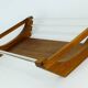 French geometric art déco fruit basket walnut and glass
