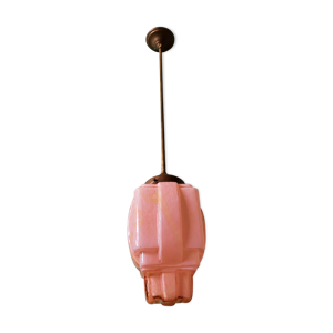 suspension art déco en verre rose