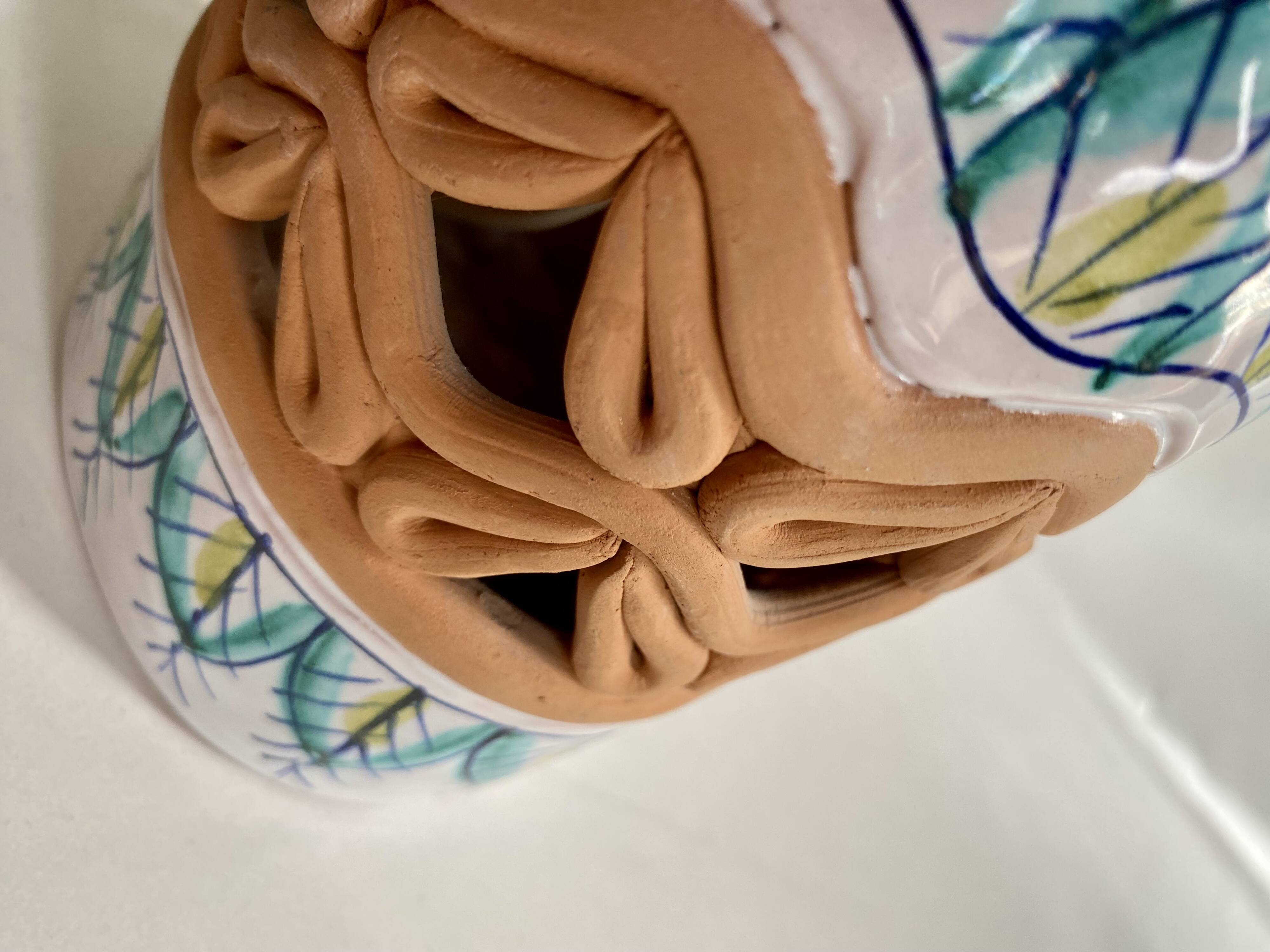 Lampe en céramique italienne, abat-jour en coton