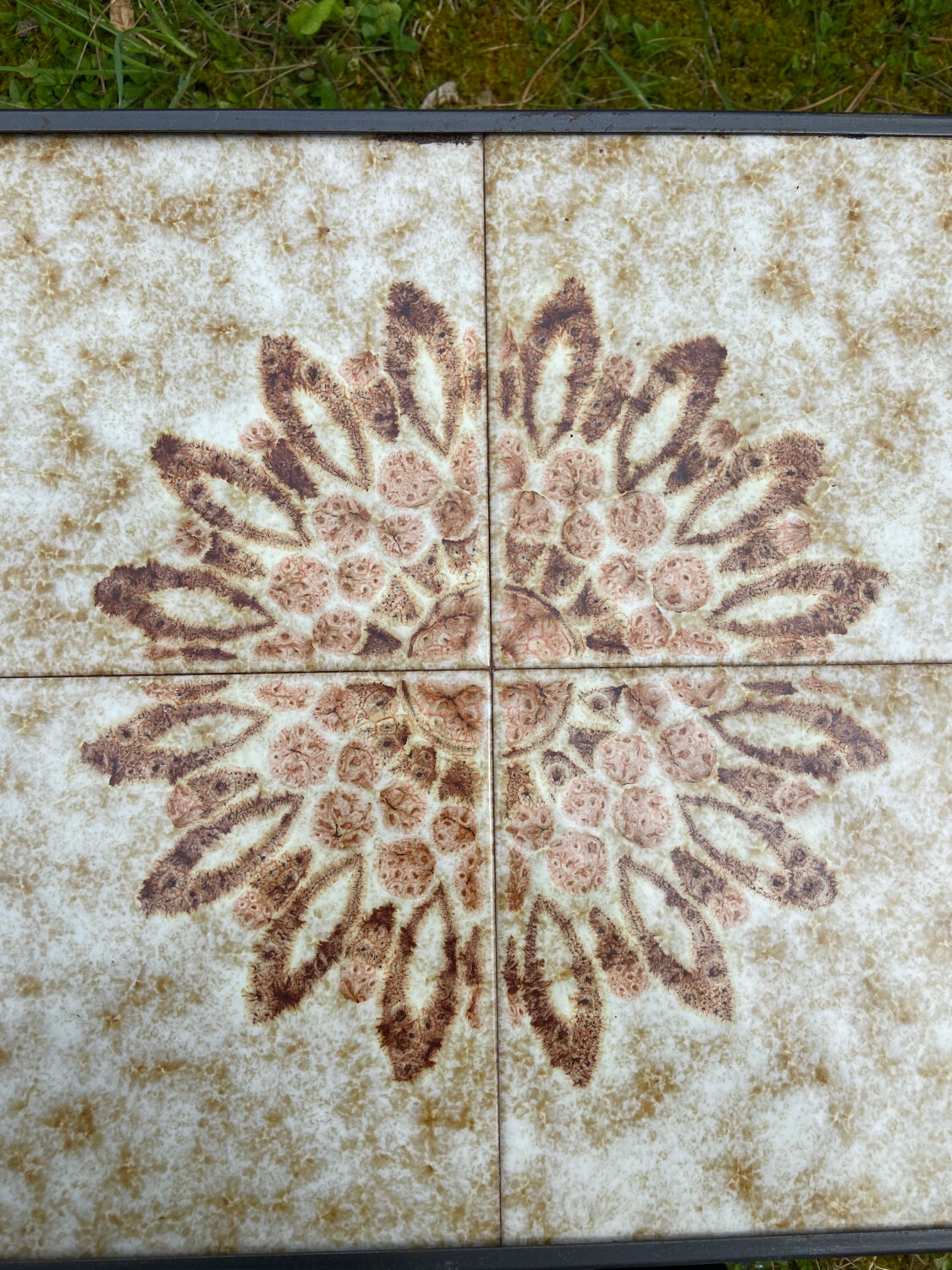 Coffee table mosaic wrought iron 60s