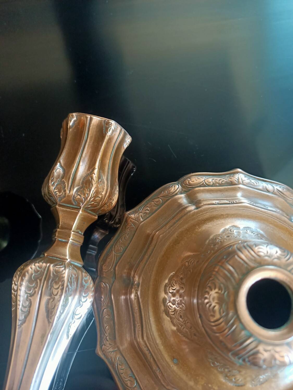 18th century chiseled bronze candlestick