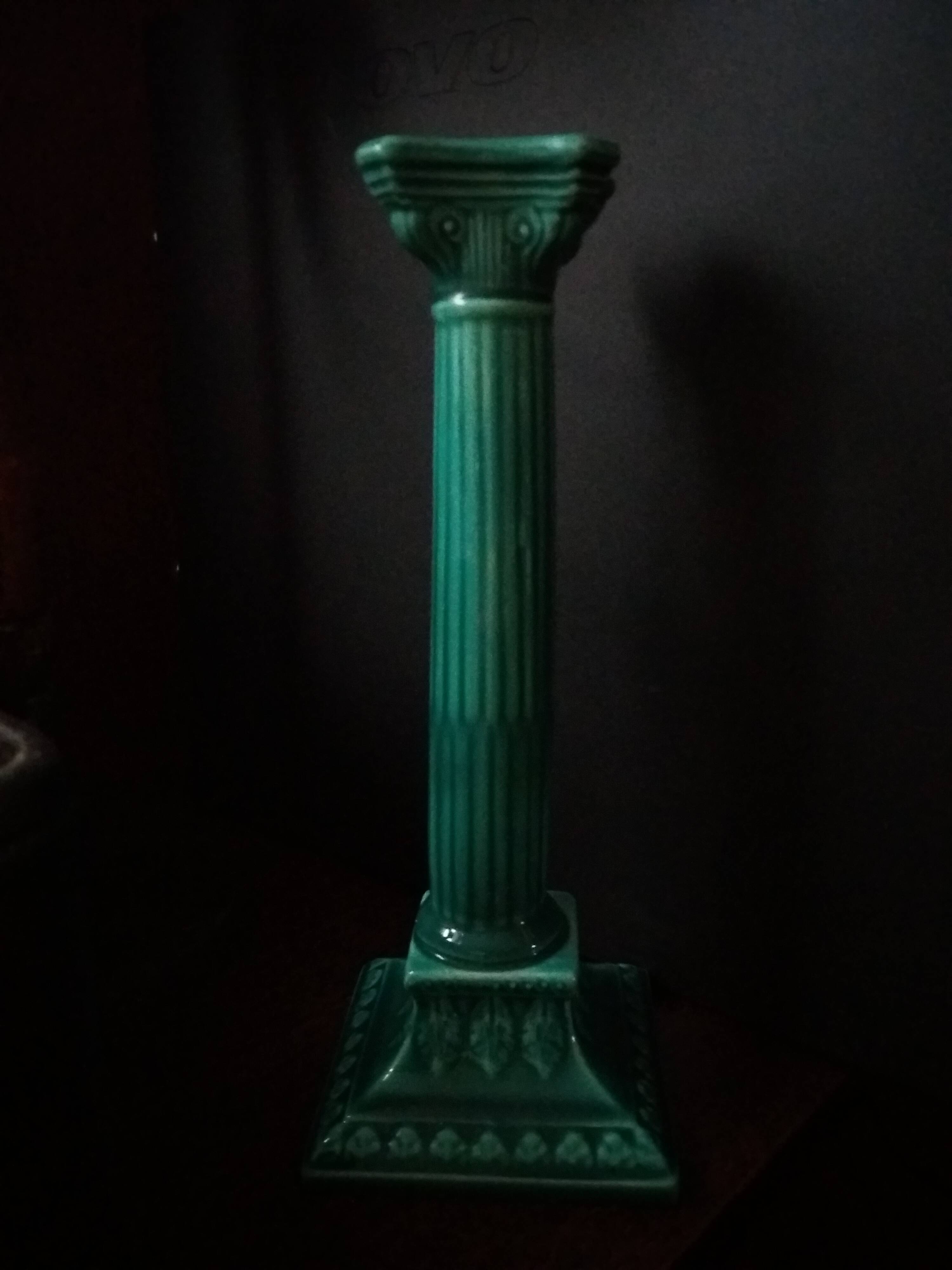 Niderviller emerald green column candle holder
