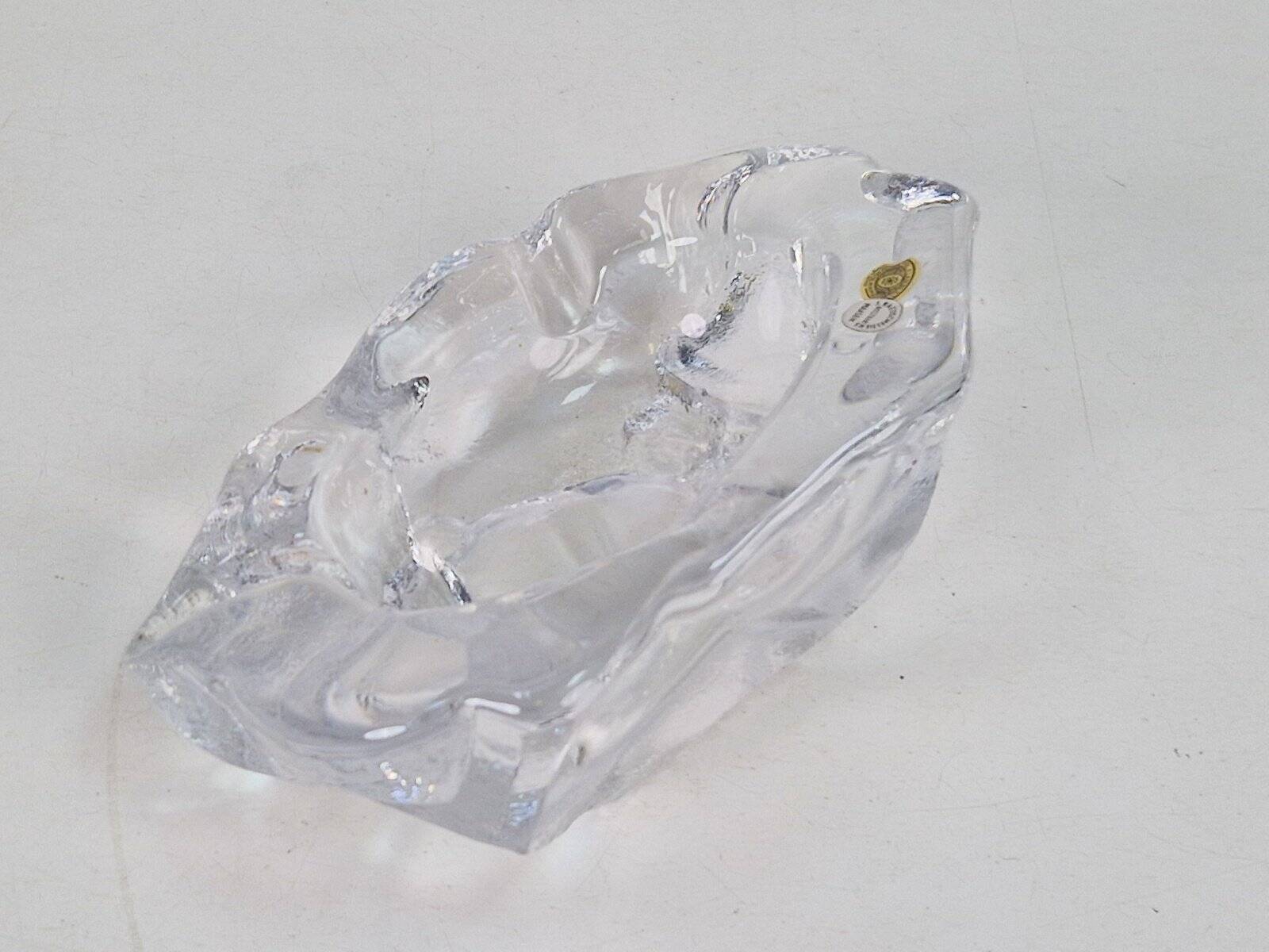 Vintage Brutalist Ice Glass Ashtray from Val Saint Lambert, 1960s