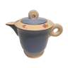 Earthenware teapot of Digoin Sarreguemines blue floral décor
