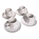 Set of 4 white porcelain cups from Apilco + saucers
