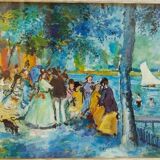 Oil painting on canvas "PARISIENNE" 50x70 Cm 60s 70s BELLE EPOQUE