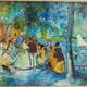 Oil painting on canvas "PARISIENNE" 50x70 Cm 60s 70s BELLE EPOQUE