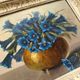 Old painting framed painting bouquet of blue flowers signed Freynal