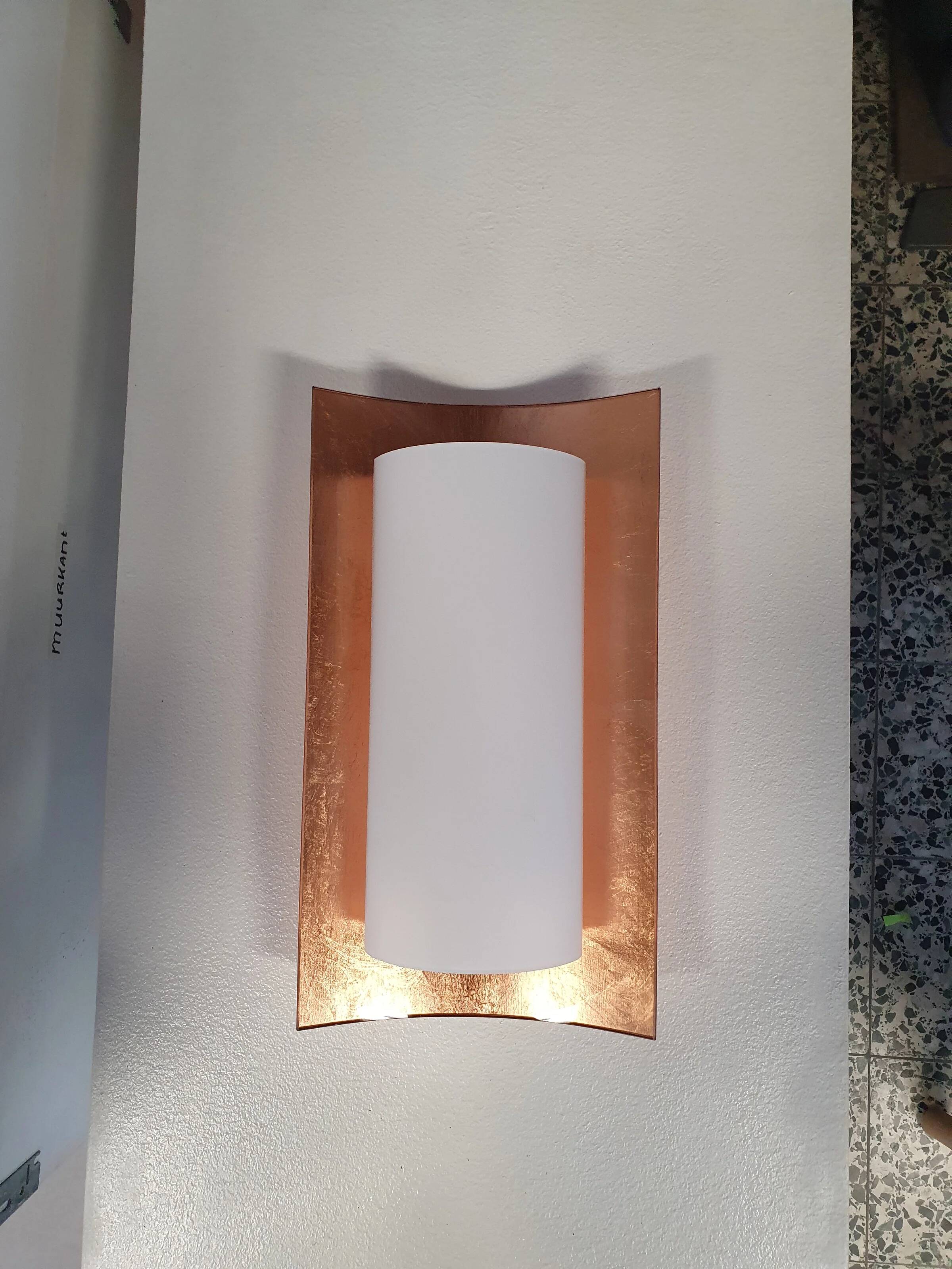 3 x Bankamp Leuchten sconces / wall lights '80s white glass / glass with a layer of copper