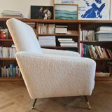 Rockabilly style armchair in white terry fabric