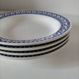 Set of 4 vintage navy blue soup plates