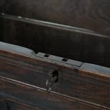 Large antique panelled English oak chest from the 18th century