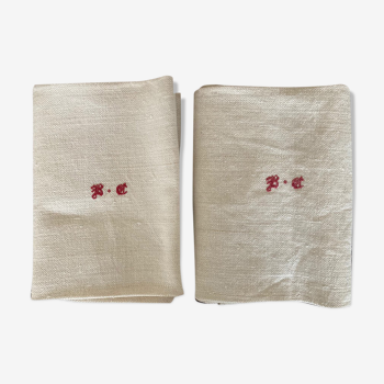 2 torchons-serviettes campagne anciens lin ou chanvre