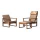 Set of 2 lounge chairs and one footrest by Borge Mogensen for Fredericia Denmark 1960’s