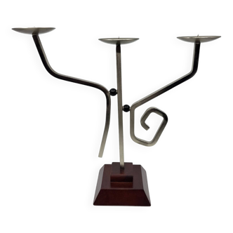 Garance Vallée X Monoprix chandelier, 3 arms in metal and wood France