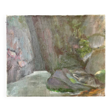 Tableau paysage cascade années 70 vintage