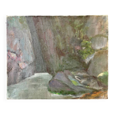 Tableau paysage cascade années 70 vintage