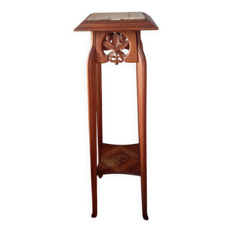 Art nouveau side table in walnut & marble