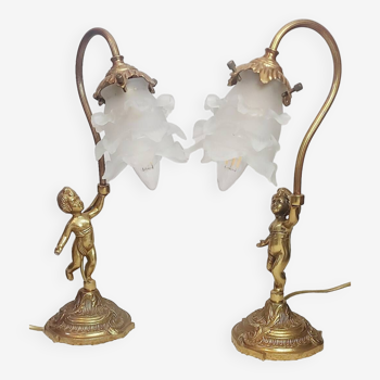 Pair of bronze table lamps