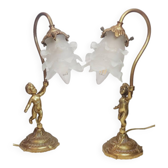 Pair of bronze table lamps