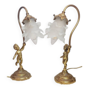 Pair of bronze table lamps